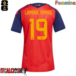 Spagna Lamine Yamal #19 Prima Maglia Femmina Mondiali 2026 Manica Corta